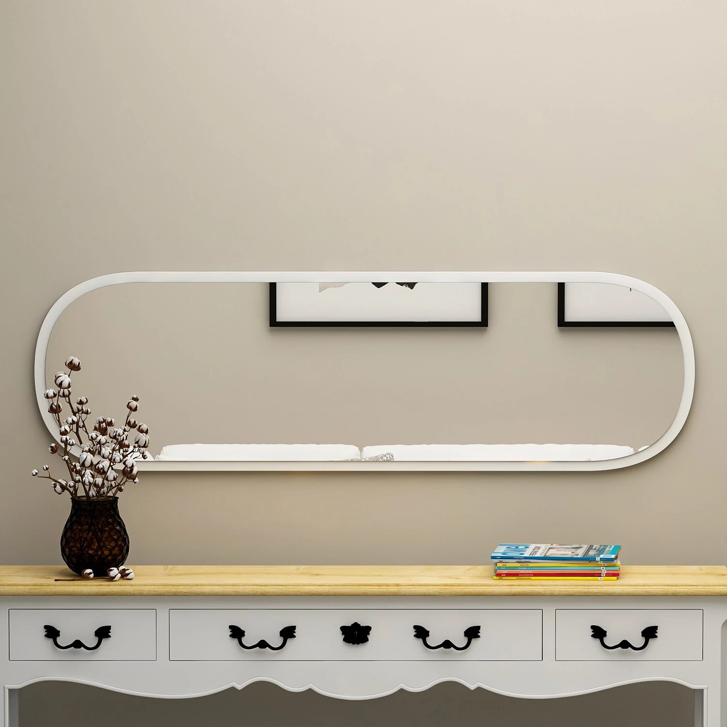 Pasqyrë Magnum, ngjyrë e bardhë, Hanah Home