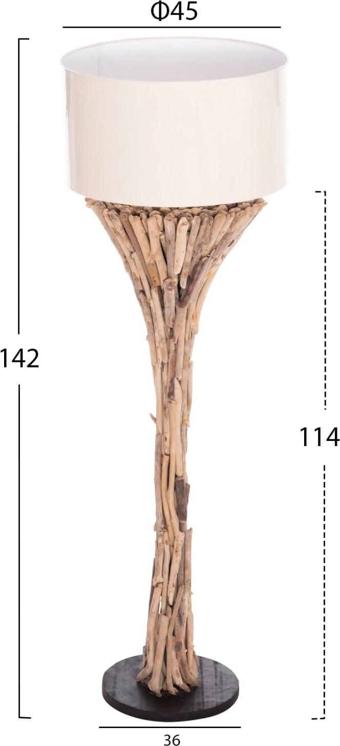 Llambë dekorative në këmbë, ALTAR FH4433, dru i lundruar, kapak PVC i bardhë, Φ45x142H cm