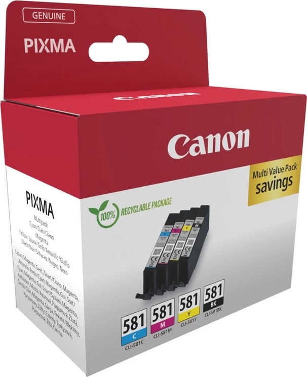 Set bojëra printeri Canon PGI-580/CLI-581 2103C007 5.6 ml multipack në blister BK, C, M, Y