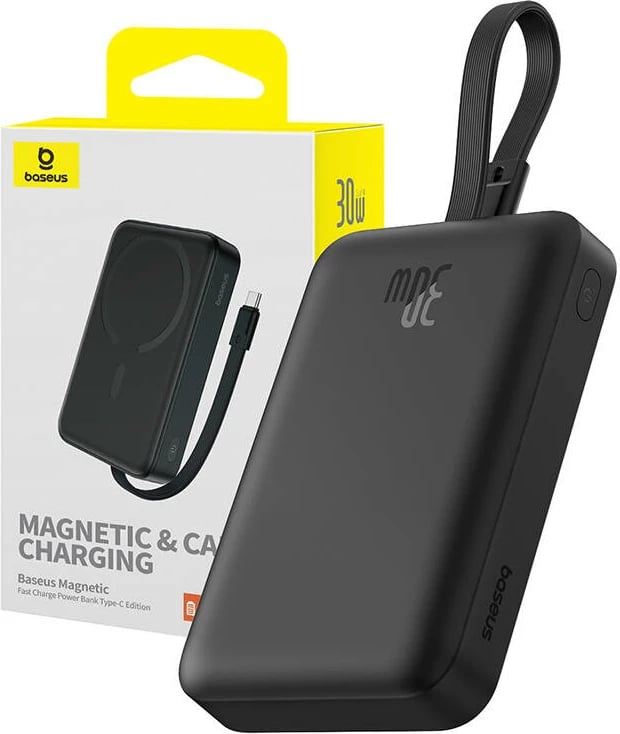 Powerbank Baseus Magnetic Mini 10000mAh, USB-C 30W MagSafe, e zezë