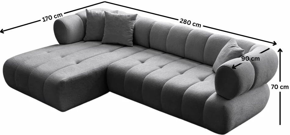 Këndare Petra, ngjyrë gri e errët, Atelier del Sofa, pjesa e majtë