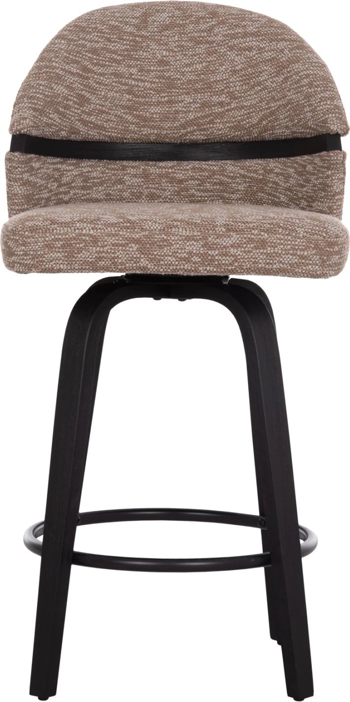 Karrige për bar rrotulluese Dekker, dru i zi, stof kafe, set prej 2 copë, 48x54x96cm