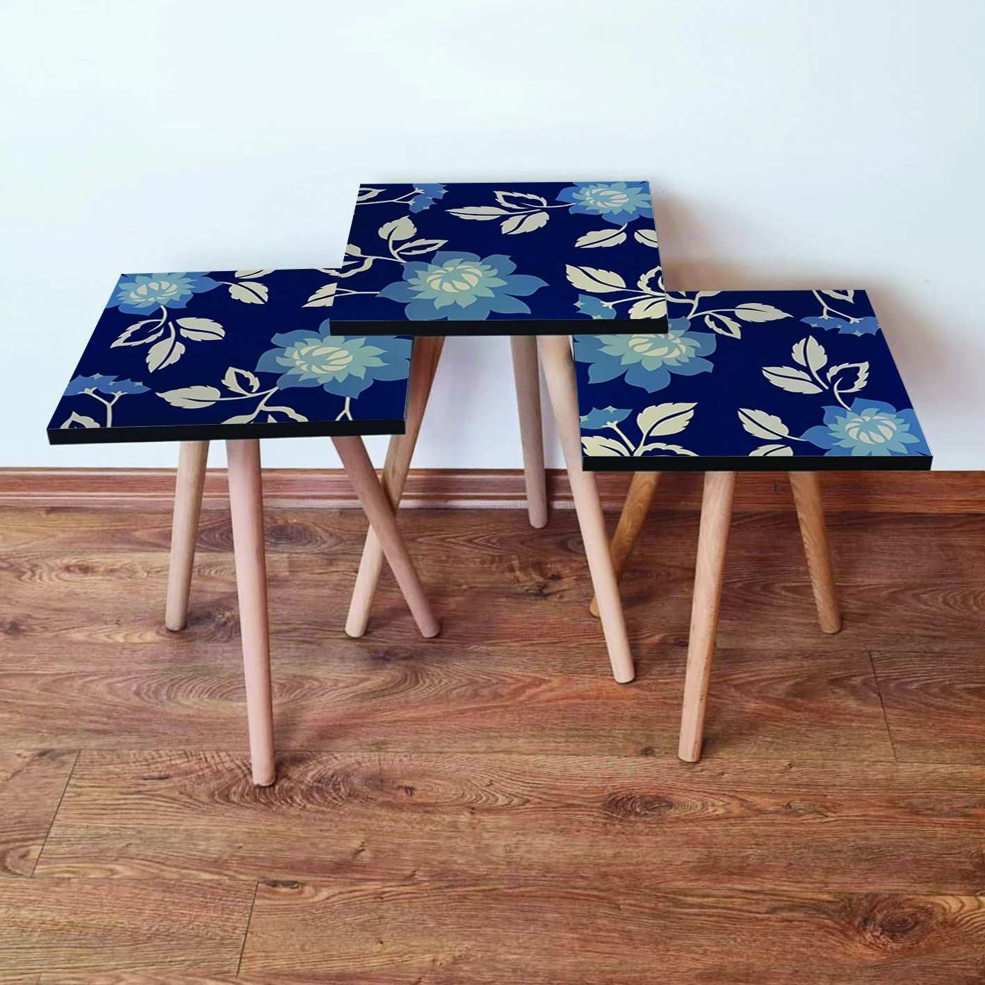 Set tavolinash ndihmëse, 3 copë, Skye Decor, 3Shp60, ngjyrë blu e errët