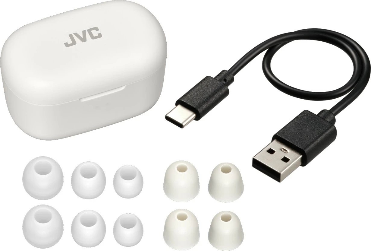 Kufje wireless JVC HA-A25T, in-ear, me memory foam, mikrofon, Bardhë