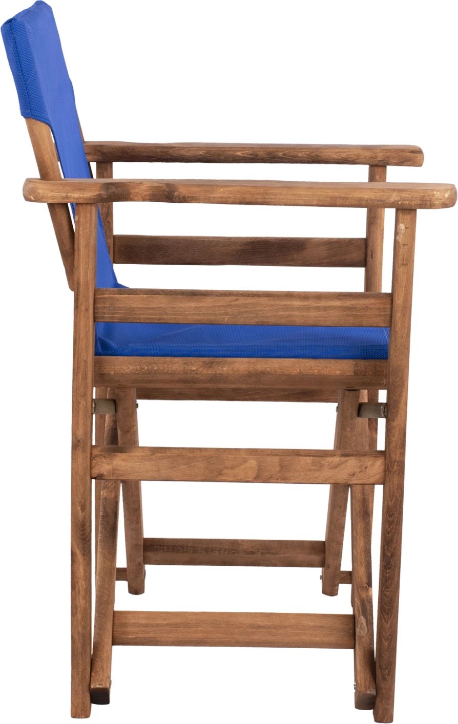 Karrige drejtorësh Limnos, ngjyrë arre, me tekstilene blu, FH10368.01