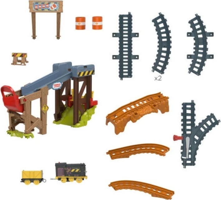 Set lodër hekurudhor Fisher Price Thomas & Friends JBW20, me lokomotivë Diesel, shumëngjyrësh