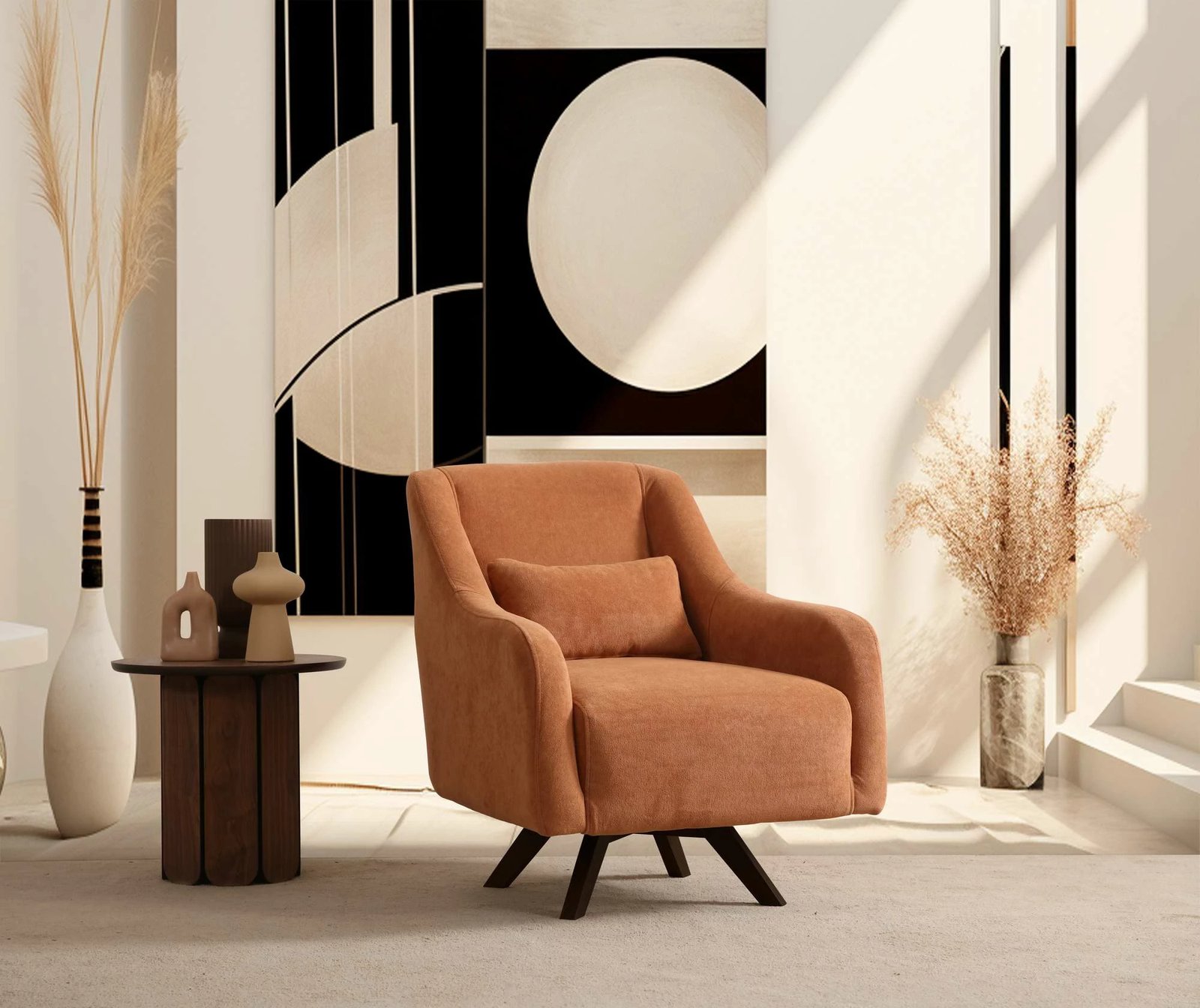 Karrige Wing Hera, portokalli e zezë, Atelier del Sofa