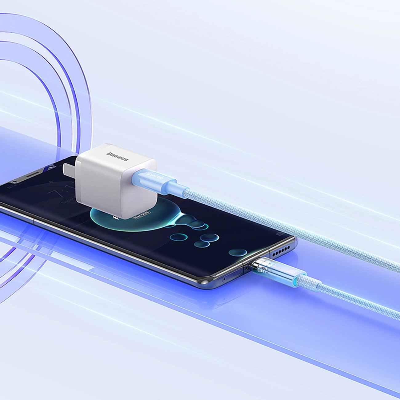 Kabllo USB-C në USB-C Baseus Explorer 2m, 100W, Sensor temperature, Blu