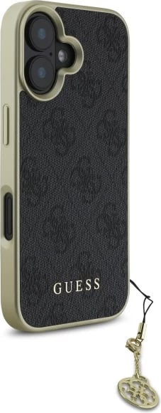 Mbështjellës Guess 4G Charms Collection për iPhone 16 Plus, i zi