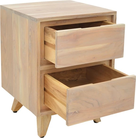 Komodinë anës krevati Emira, dru akacie, ngjyrë natyrale, 40x40x54cm