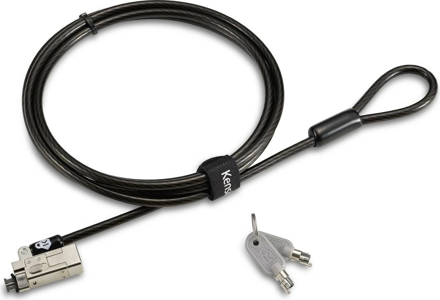 Kabëll sigurie Kensington Slim NanoSaver 2.0, me çelës, 1.8m, Nano slot, karbon çelik, zi/argjend