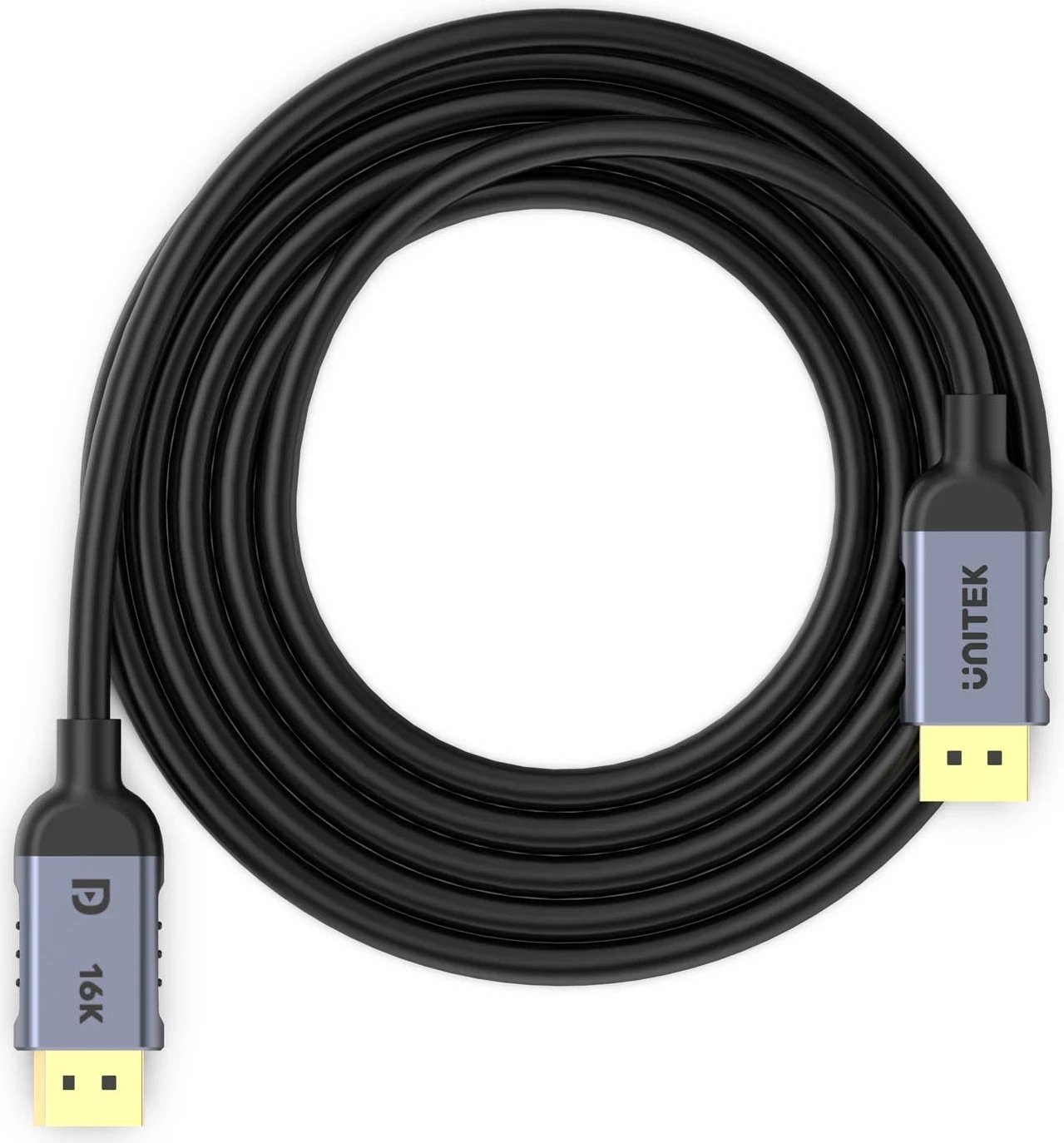 Kabëll DisplayPort Unitek 2.1 8K@120Hz 2m, ngjyrë zi-gri