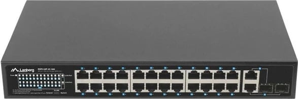Switch LANBERG Lanberg switch, 24x 100Mb PoE+, 2x Combo, Rack 19" 360W