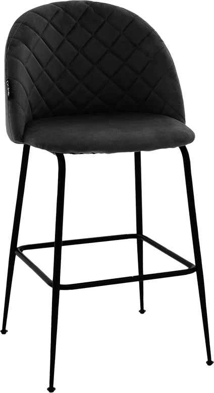 Karrige për bar Kudos, këmbë metalike të zeza-velvet i zi