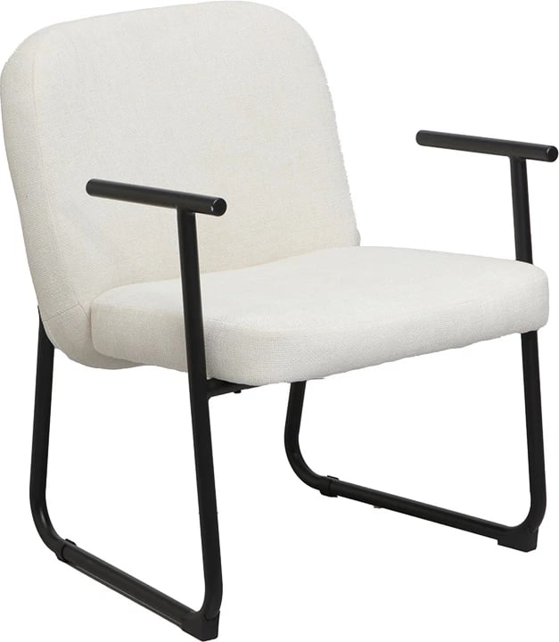 Karrige vizitorësh, stof krem, këmbë metalike të zeza, 65x68.5x79.5cm