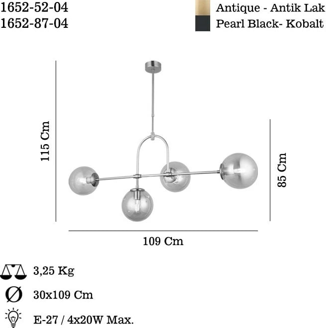 Llambë tavani Opviq, Portemo, ngjyrë llak antik, 52-04