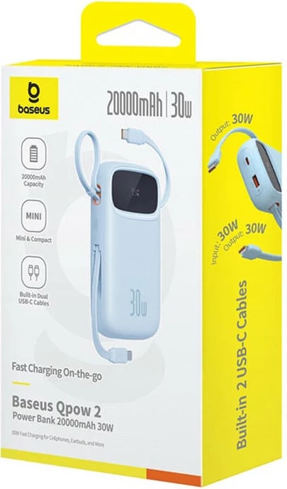 Powerbank Baseus QPow2 20000mAh 30W, kaltër