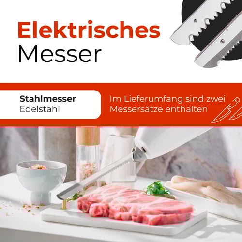 Thikë elektrike, Adler AD 4512, 180 W, 2 sete tehe inox, buton sigurie, teh 17 cm, e bardhë