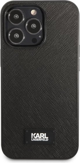 Mbështjellës Karl Lagerfeld KLHCP13XSFMP2K për iPhone 13 Pro Max 6.7", i fortë, lëkurë saffiano, i zi