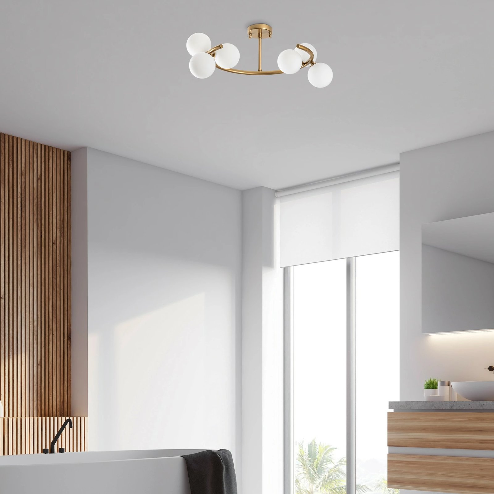 Llambë tavani Opviq, Luminar - 14141, ngjyrë ari, 55x50x30cm