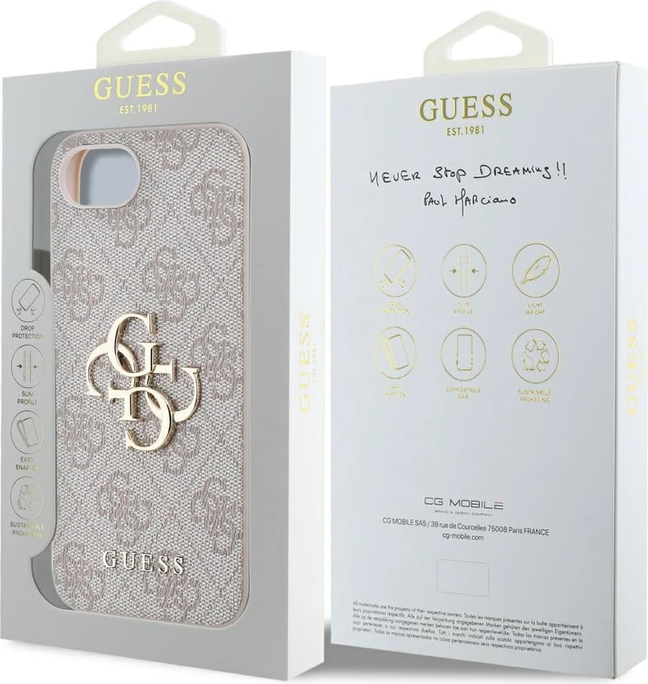 Mbështjellës Guess 4G Big Logo për iPhone 16e, Rozë Mbështjellës Guess 4G Big Logo për iPhone 16e, Rozë
