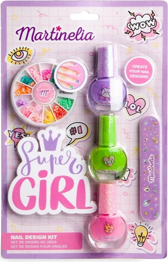 Set për thonj Martinelia Super Girl për vajza, multicolor, 3 copë llakë