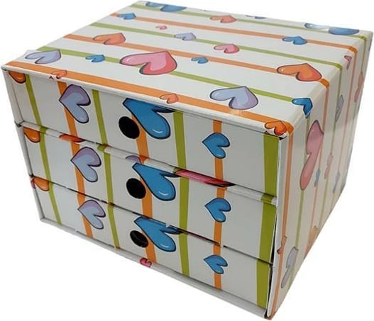 Njësi sirtarësh Next me 3 sirtarë, dizajn me zemra, A5