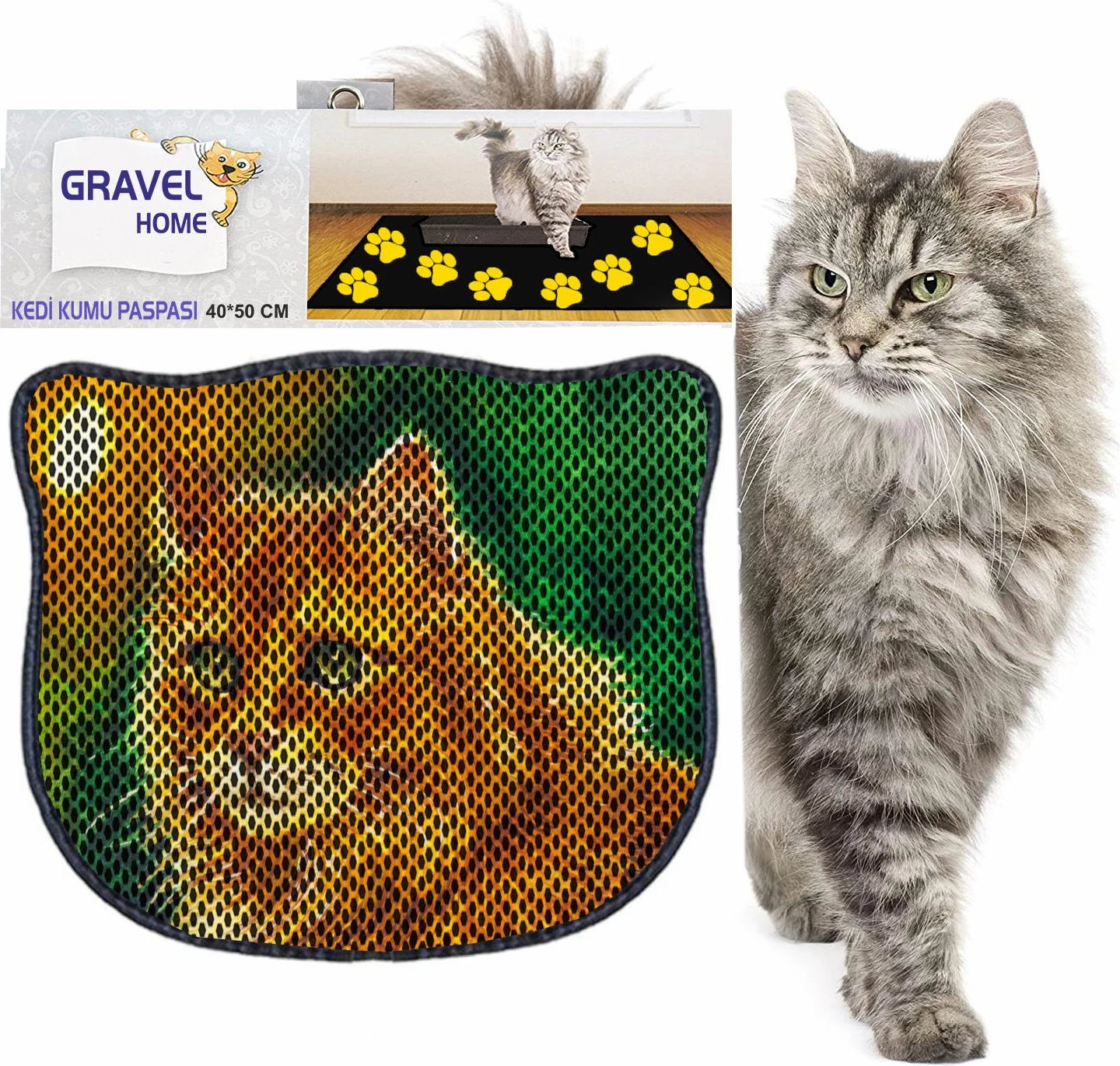 Tapet për rërë mace, shumëngjyrësh, Paws & Whiskers, Kdkafa0130, 40x50cm