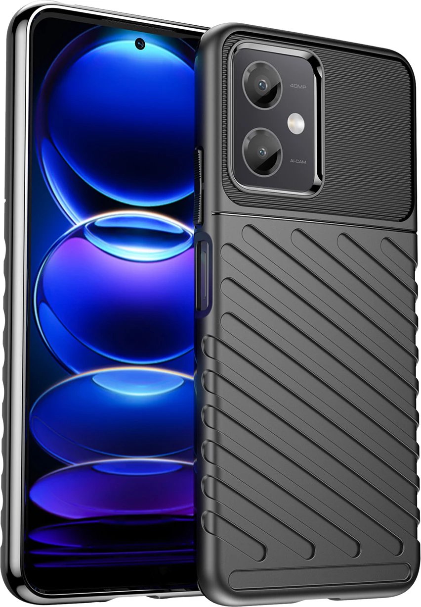 Mbështjellës Hurtel Thunder Case për Xiaomi Poco X5 5G / Redmi Note 12 5G, TPU, i zi