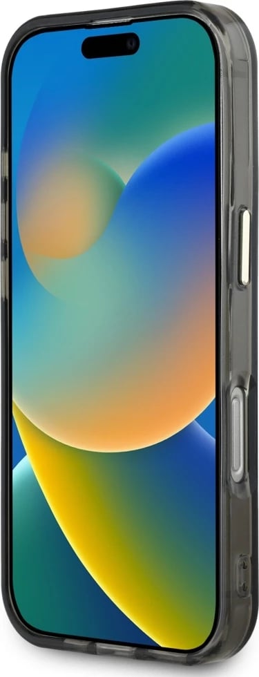 Mbështjellës Guess IML Metal Mountain Logo MagSafe për iPhone 16 Pro, i zi