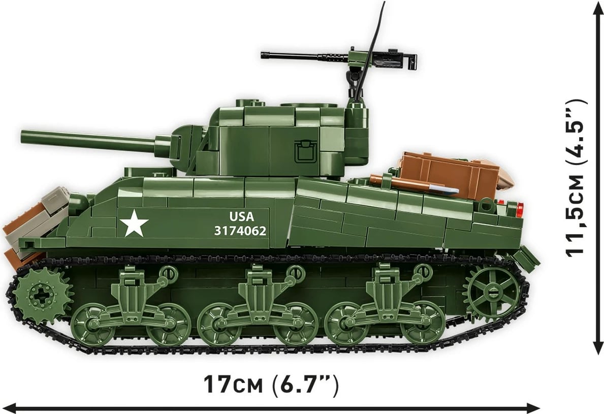 Set blloqesh Cobi M4A1 Sherman, 663 pjesë, me 2 figurina, Jeshile