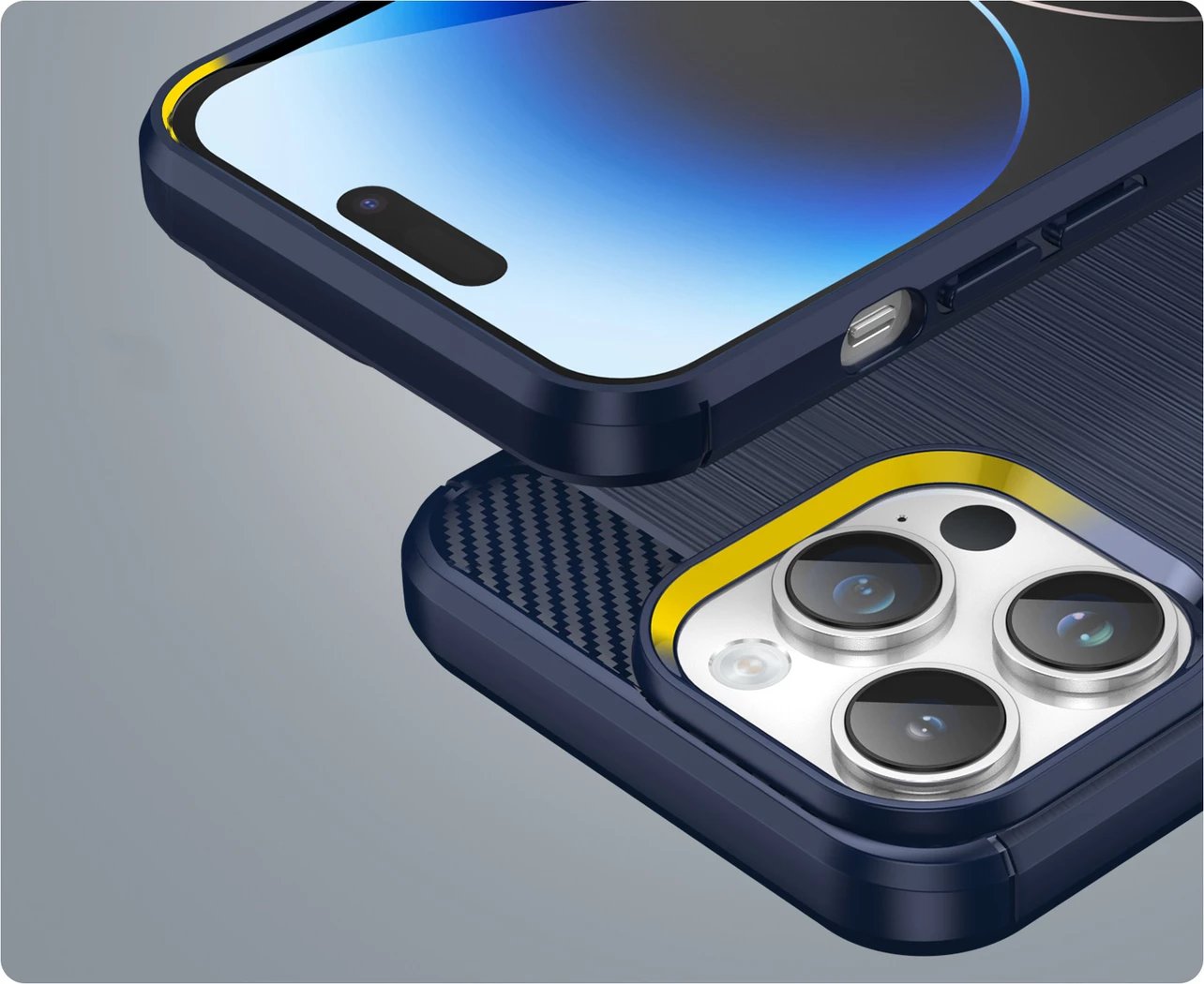Mbështjellës Hurtel Carbon Case për iPhone 14 Pro Max, TPU, Blu