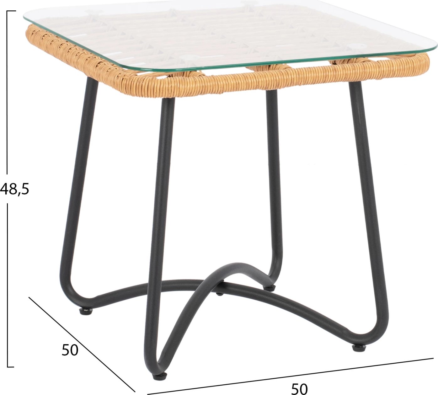 Tavolinë metalike FH5717 me thurje beix 50x50x48.5cm