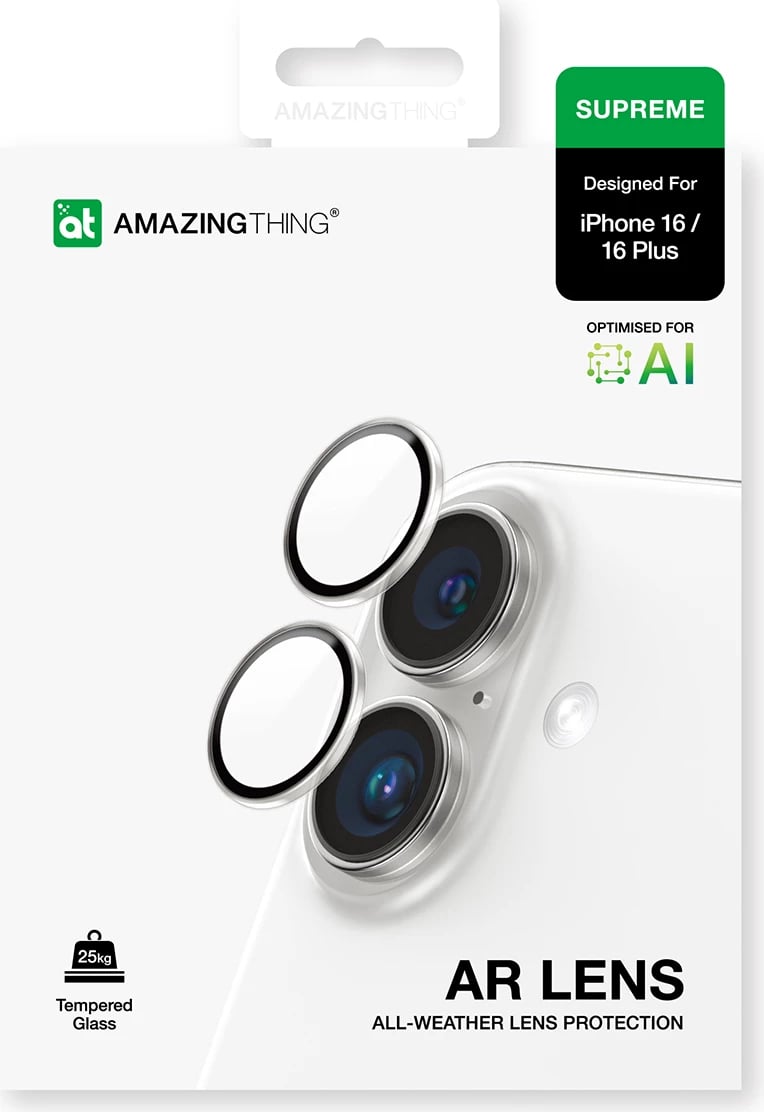 Mbrojtës xhami për kamera AmazingThing AR 2 Lens Glass Full Clear, për iPhone 16 / 16 Plus, Transparent