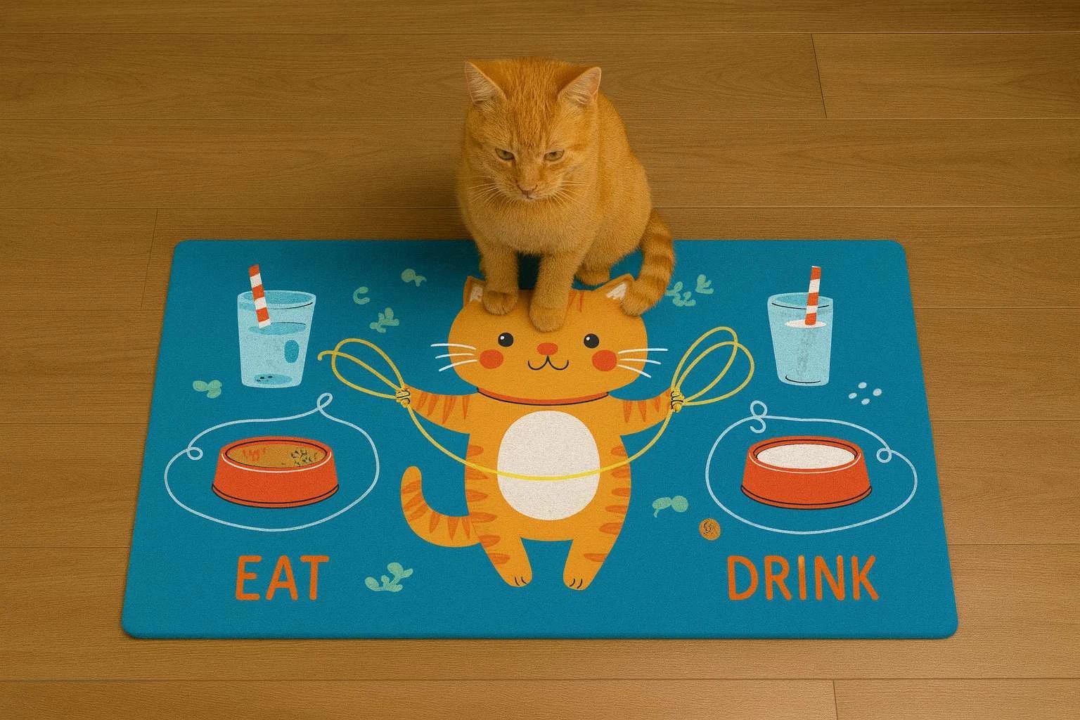 Tapet për ushqim të kafshëve, shumëngjyrësh, Paws & Whiskers, Paspet4, 40x70cm