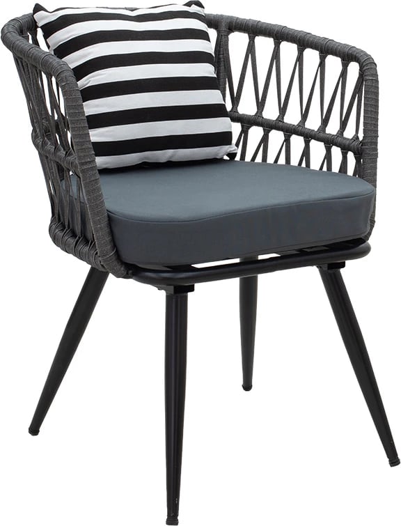 Karrige Naoki metalike, e zezë-pe gri, jastëk i zi/bardhë