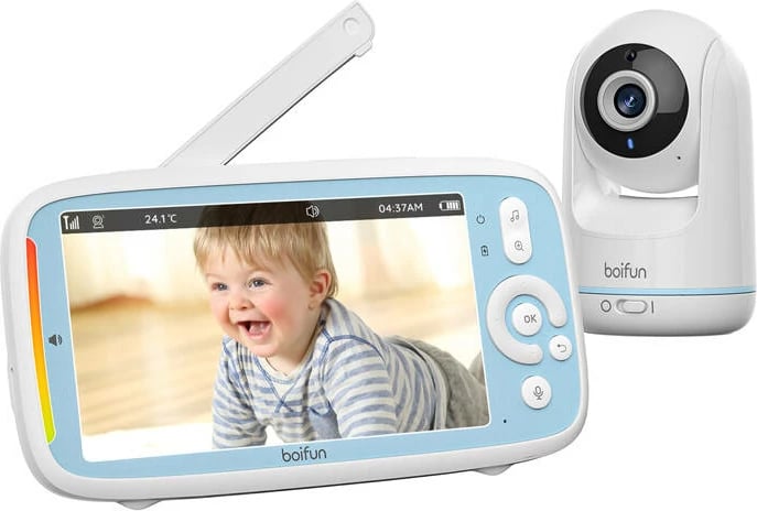 Nanny elektronike Boifun VB805 me kamerë 720P, ekran 5", audio dy-drejtimëshe, e bardhë
