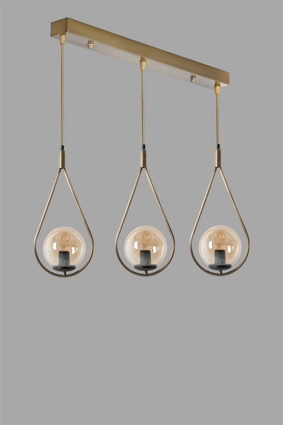 Llambë tavani Opviq, Damla 3-sh, qelq balte, ngjyrë bakri, varëse