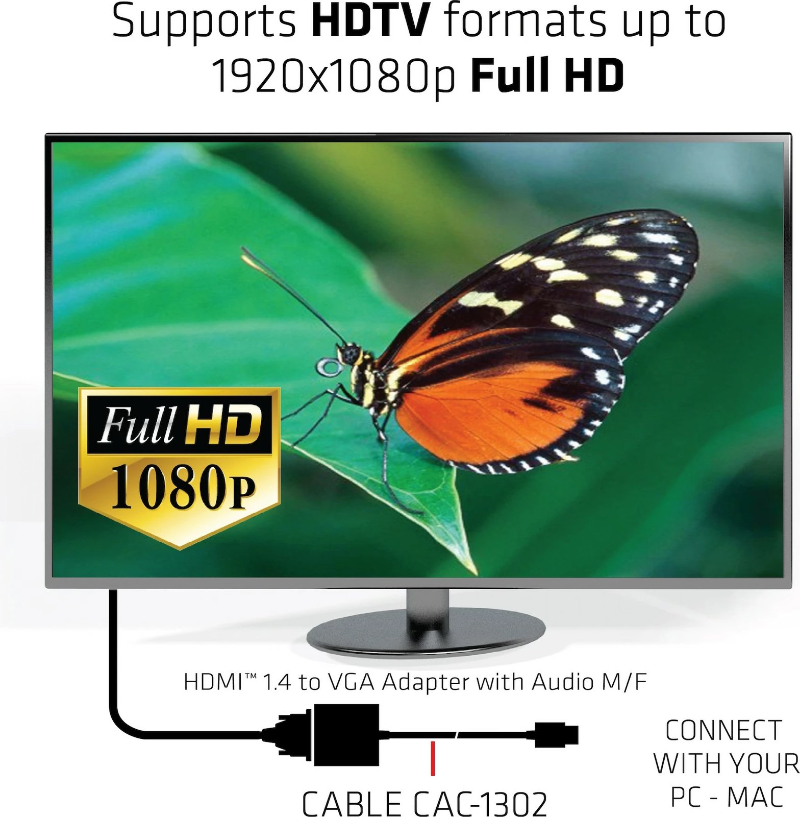 Adapter HDMI në VGA Club3D, 0.5m, me audio, i zi