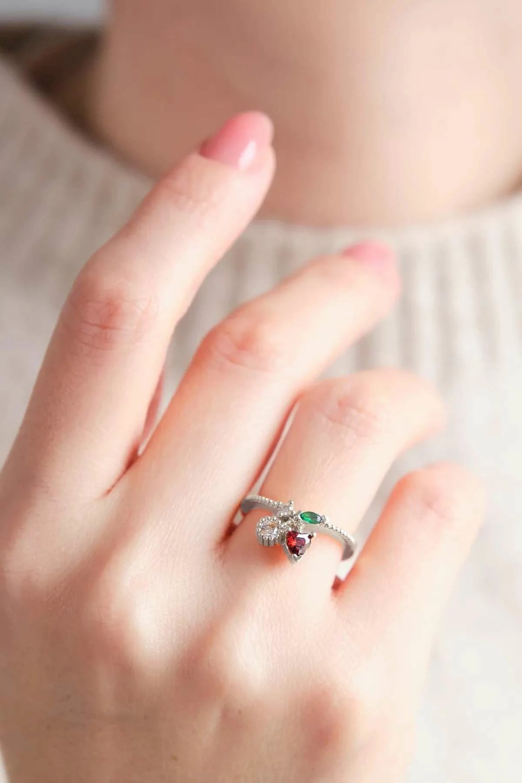 Unazë Jumeon, ngjyrë argjendi, gur zirkon, Gms-Kirz-Yzk