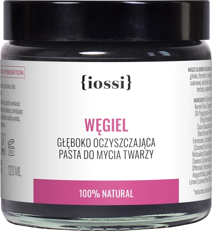 Pasta pastruese për fytyrë Iossi me qymyr të aktivizuar, algë dhe çaj të gjelbër për femra, 120ml