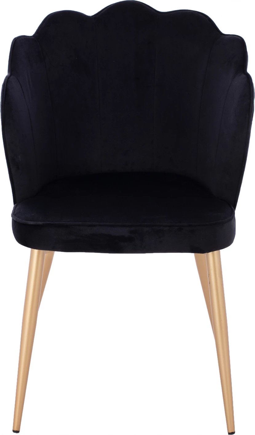 Karrige FH8737.04 kadife e zezë me kornizë metalike të artë 48x48x85 cm., set prej 2 copë