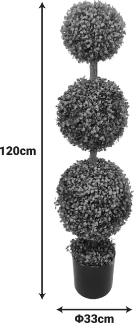 Bimë dekorative Bolla III, vazo e zezë, 33x120cm, set prej 2 copësh
