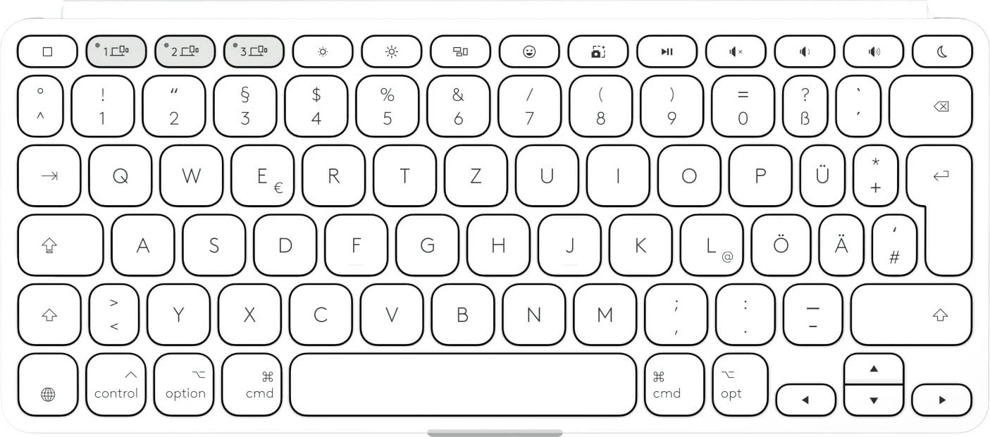 Tastierë Logitech Keys-To-Go 2, Mini, Wireless, Bluetooth, QWERTZ, e bardhë