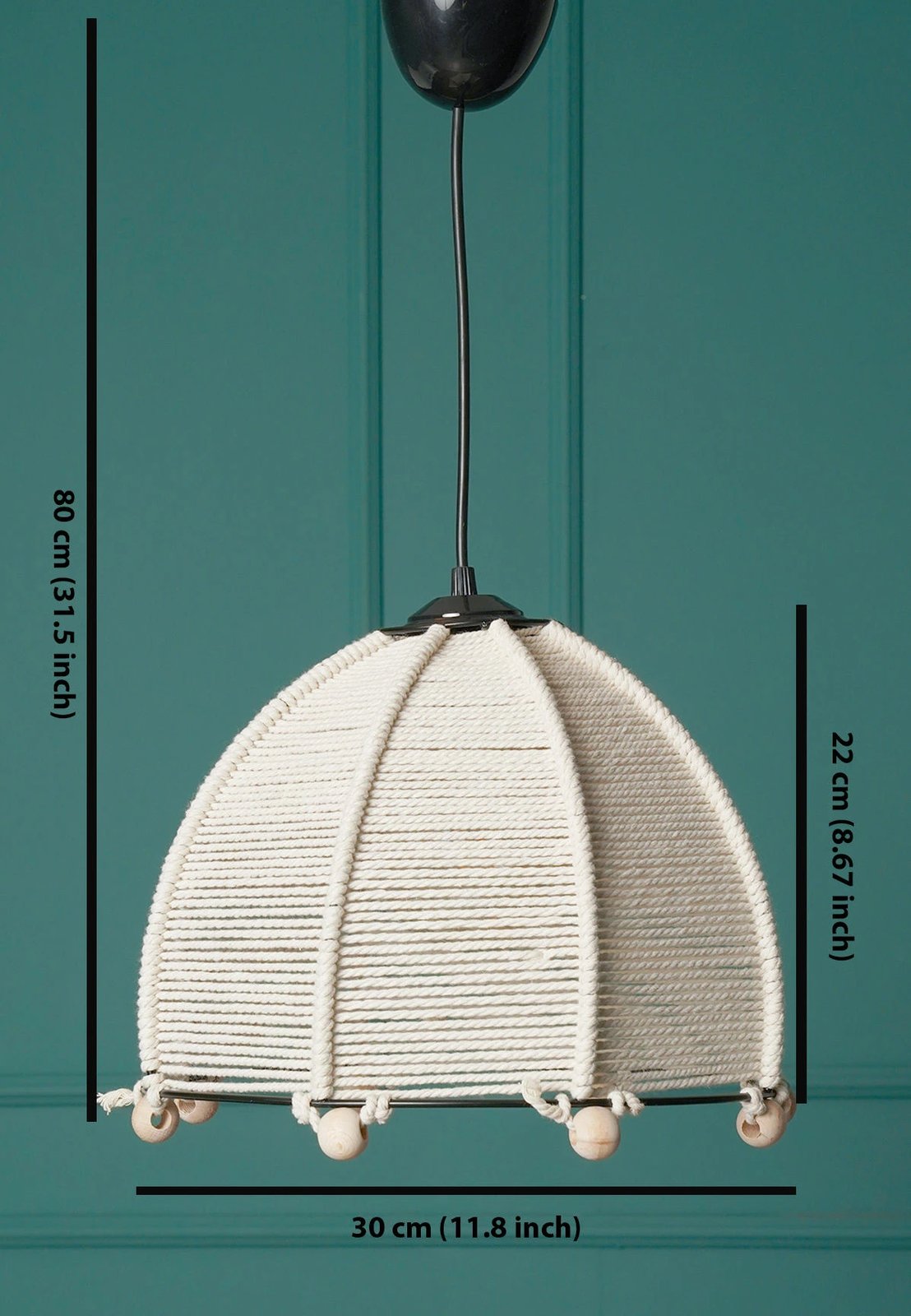 Llambë tavani Opviq, Modiste, trup metalik, kapak makrame, e bardhë