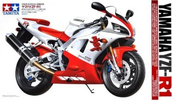 Model plastik motoçikletë Tamiya Yamaha YZF-R1, 1:12, e bardhë/kuqe