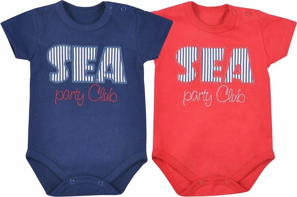 bodi veror për bebe me mëngë të shkurtra, KOALA, Sea Party, 100% pambuk, për vajza, madhësia 74 (6-9m), e kuqe