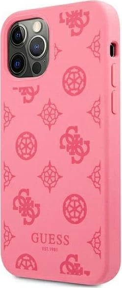 Mbështjellës Guess Peony Collection për iPhone 12 Pro Max 6.7", silikon, fuchsia