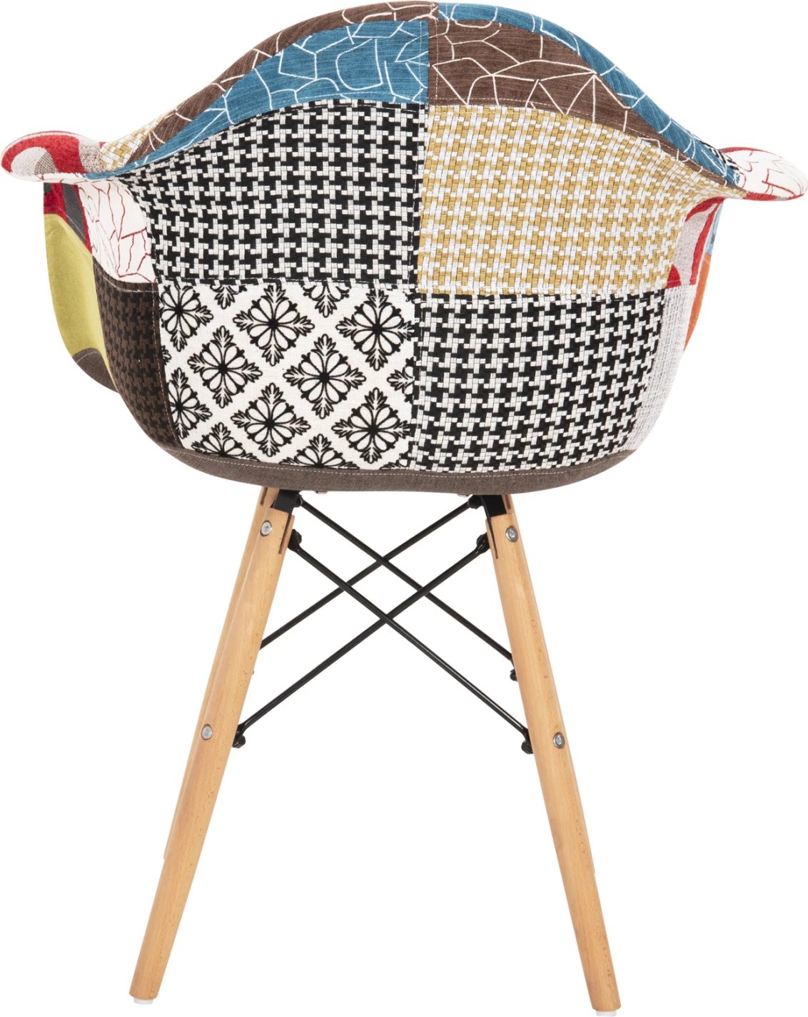 Karrige me krahë, këmbë druri dhe sedilje patchwork Mirto FH005.25 63x57x80 cm, set prej 4 copë