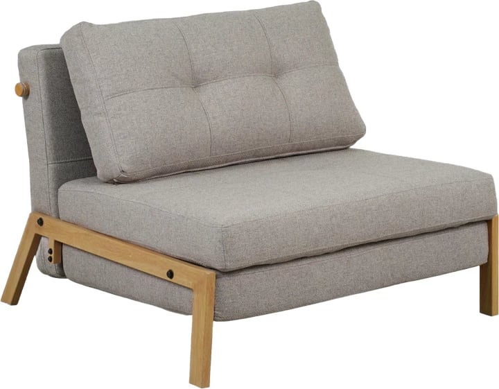 Poltronë-krevat Fancy, material stof, ngjyrë bezhë, këmbë natyrale, 95x98x70cm